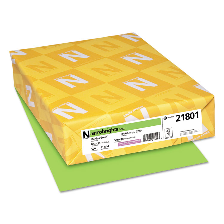 Neenah Paper® Astrobrights® Martian Green Smooth 24# Text 8.5x11 in. 500 Sheets per Ream